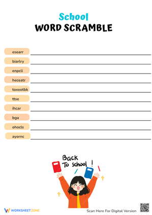 School Word Scramble Printable