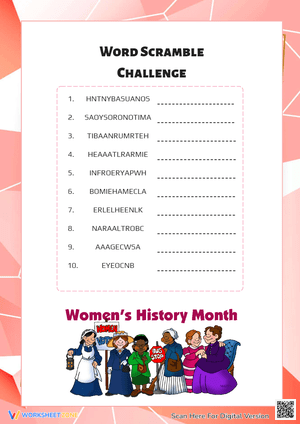 Word Scramble Challenge on Women's History Month