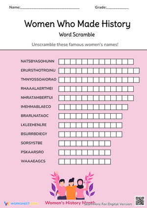 Women Who Made History Word Scramble 