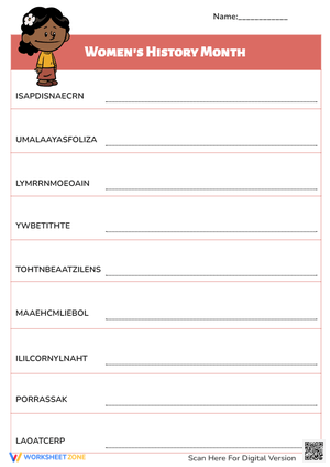 Women's History Month Word Scramble Game