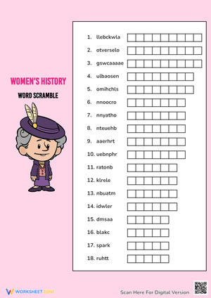 Women's History Word Scramble Puzzle