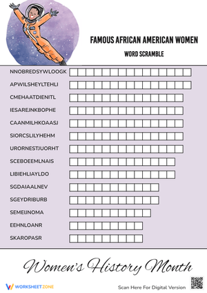Famous African American Women Word Scramble