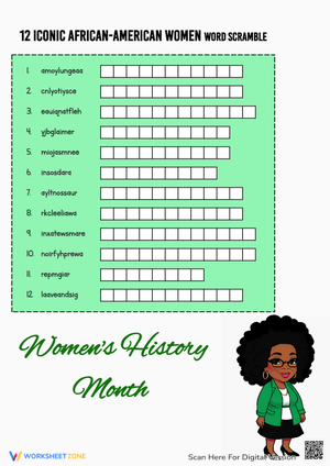 12 Iconic African-American Women Word Scramble
