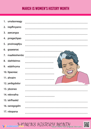 March is Women's History Month Word Scramble