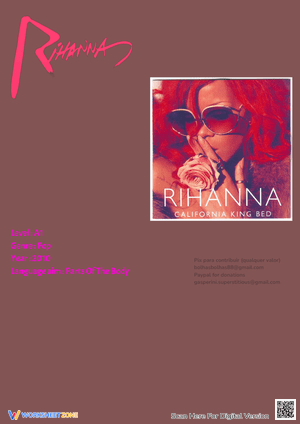 Rihanna Body Parts Worksheet | Essential Music Lesson