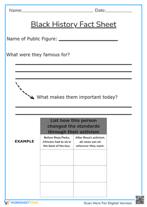 Black History Month Notes Sheet | Essential Grade 5-6