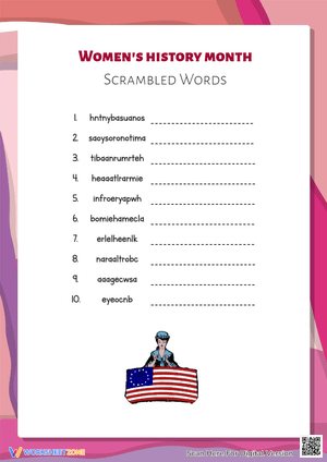 Women's history month scrambled words