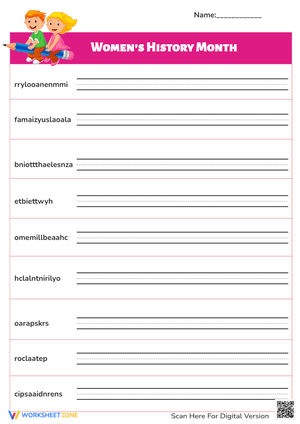 Women's History Month Handwriting
