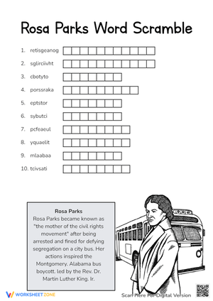 Rosa Parks Word Scramble
