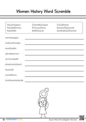 Women's History Word Scramble | Essential Grade 3 Worksheet