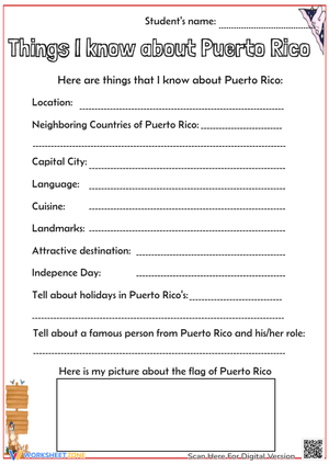 Puerto Rico Research Worksheet | Essential Grade 5-7