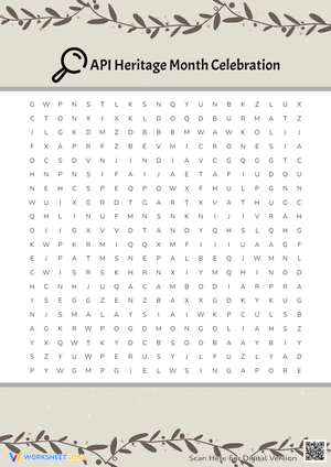 API Heritage Month Word Search - Learn Asian & Pacific Cultures