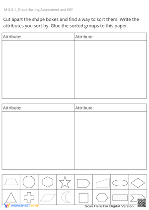 Shape Sorting Activity: Cut, Sort & Glue Shapes by Attribute