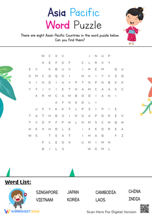 Asia Pacific Word Puzzle Worksheet