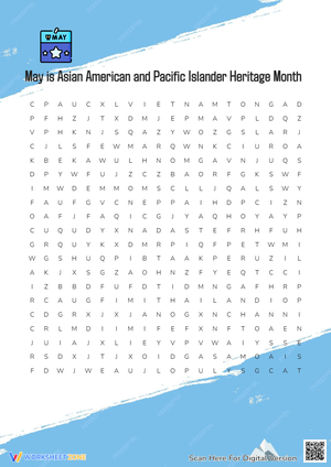 AAPI Heritage Month Word Search - Learn About Asian Cultures