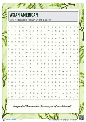 AAPI Heritage Month Word Search- Asian American