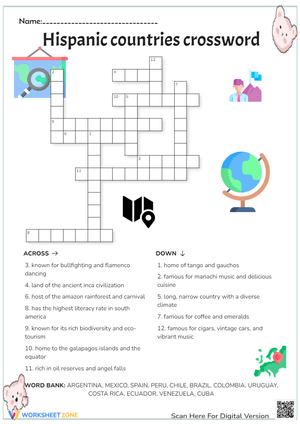 Hispanic Countries Crossword Puzzle