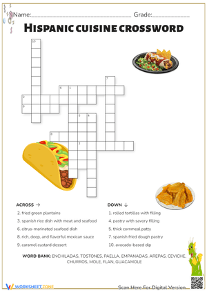 Hispanic cuisine crossword