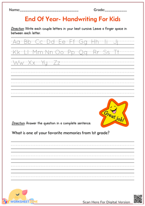 End-of-Year Handwriting Practice Test