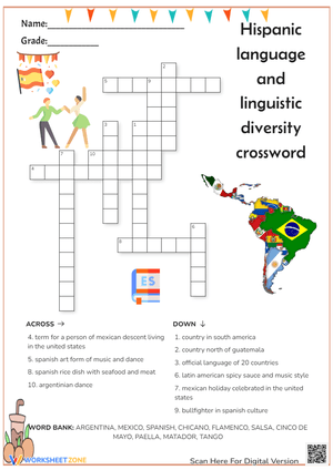 Hispanic Culture Crossword Puzzle - Language & Diversity Fun