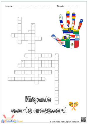Hispanic Events Crossword Puzzle - Grades 3-6 Learning Fun
