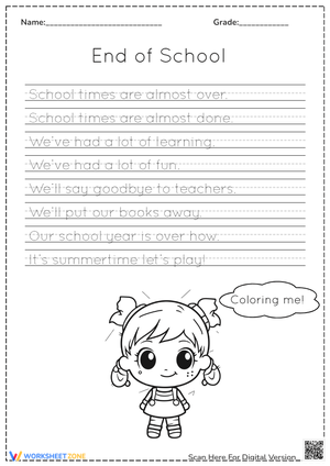 End of School Tracing &amp; Coloring