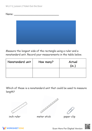 Measurement Worksheet: Standard & Nonstandard Units Activity