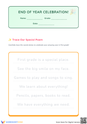End of the Year Handwriting for Kids