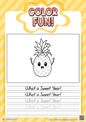 Sweet Pineapple Coloring & Writing Practice 