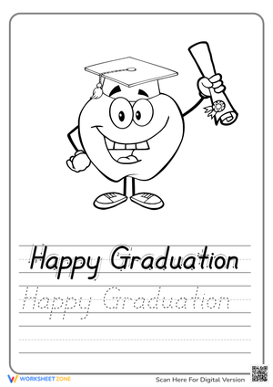 Graduation Tracing Worksheet - Happy Apple