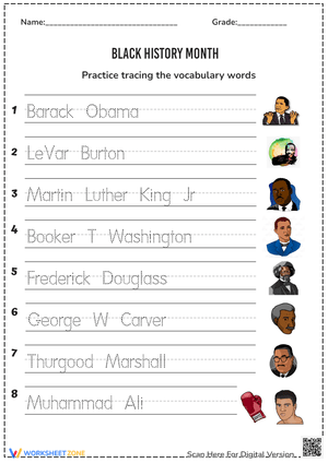 Black History Month Tracing Practice