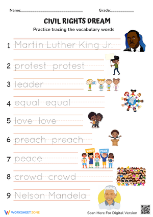 Civil Rights Handwriting Practice