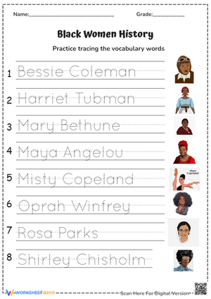 Inspiring Black Women: Handwriting Worksheet