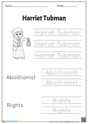 Black History Month Tracing - Harriet Tubman