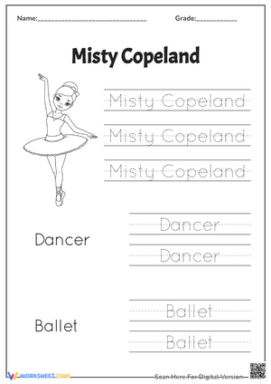 Black History Month Tracing - Misty Copeland