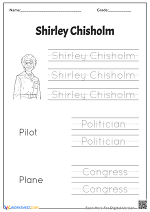Bessie Coleman: Black History Tracing Worksheet