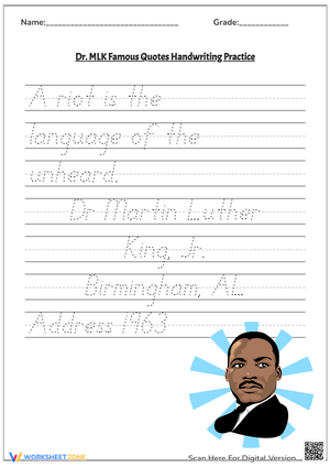 Dr. King's Words: Handwriting Practice