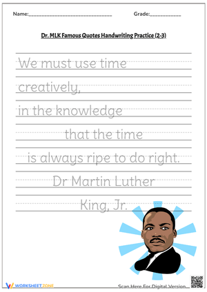 Dr. MLK Famous Quotes Handwriting Practice