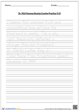 Handwriting Practice with MLK Famous Quotes