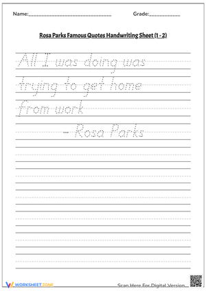Rosa Parks Famous Quotes Handwriting Sheet (1 - 2)