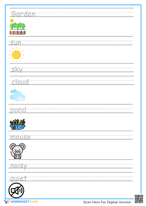 Writing Practice: My Garden Vocabulary Words