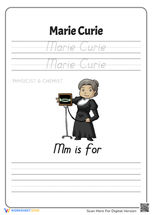 Marie Curie - Women's History Month Tracing