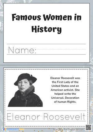 Women's History Month Tracing Worksheet: Eleanor Roosevelt