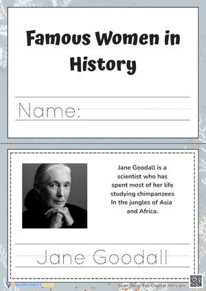 Tracing Name Worksheet: Jane Goodall 