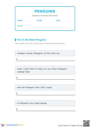 Penguin sentence scramble
