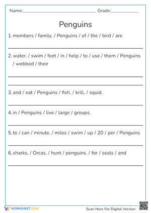 Penguin sentence scramble