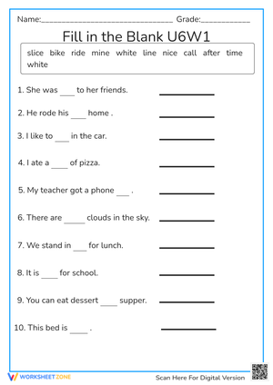 Grade 1 Spelling Sentences — Printable No-Prep Worksheet