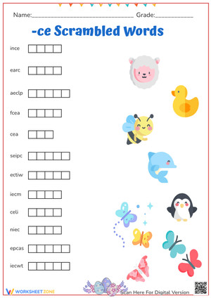 -ce Scrambled Words