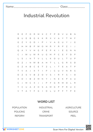 Industrial Revolution Wordsearch