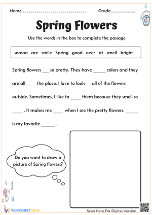 Spring-Themed Fill-in-the-Blanks Worksheet